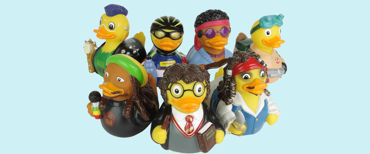 dressed up rubber ducks